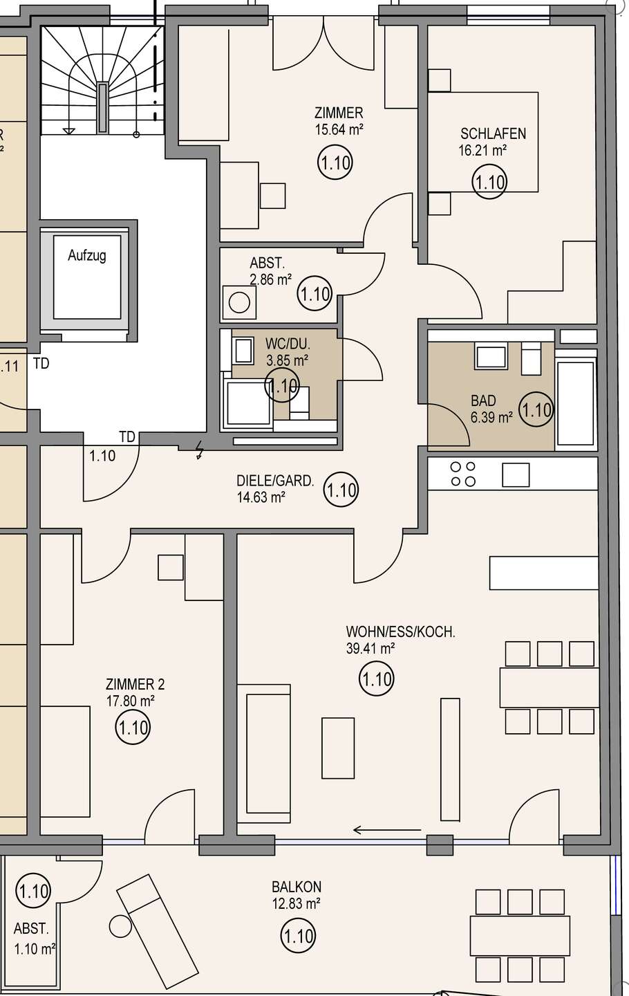 Grundriss Wohnung 1.10