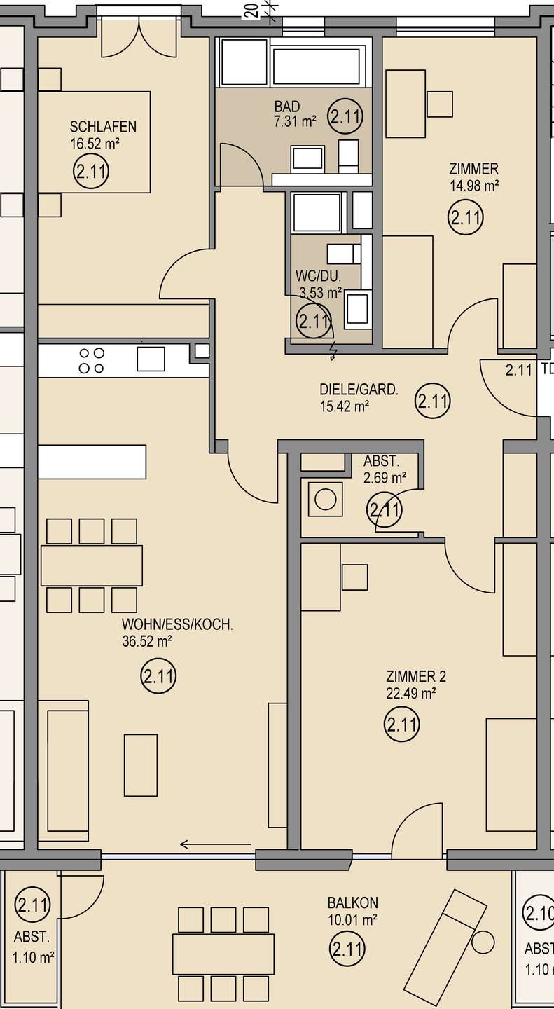 Grundriss Wohnung 2.11