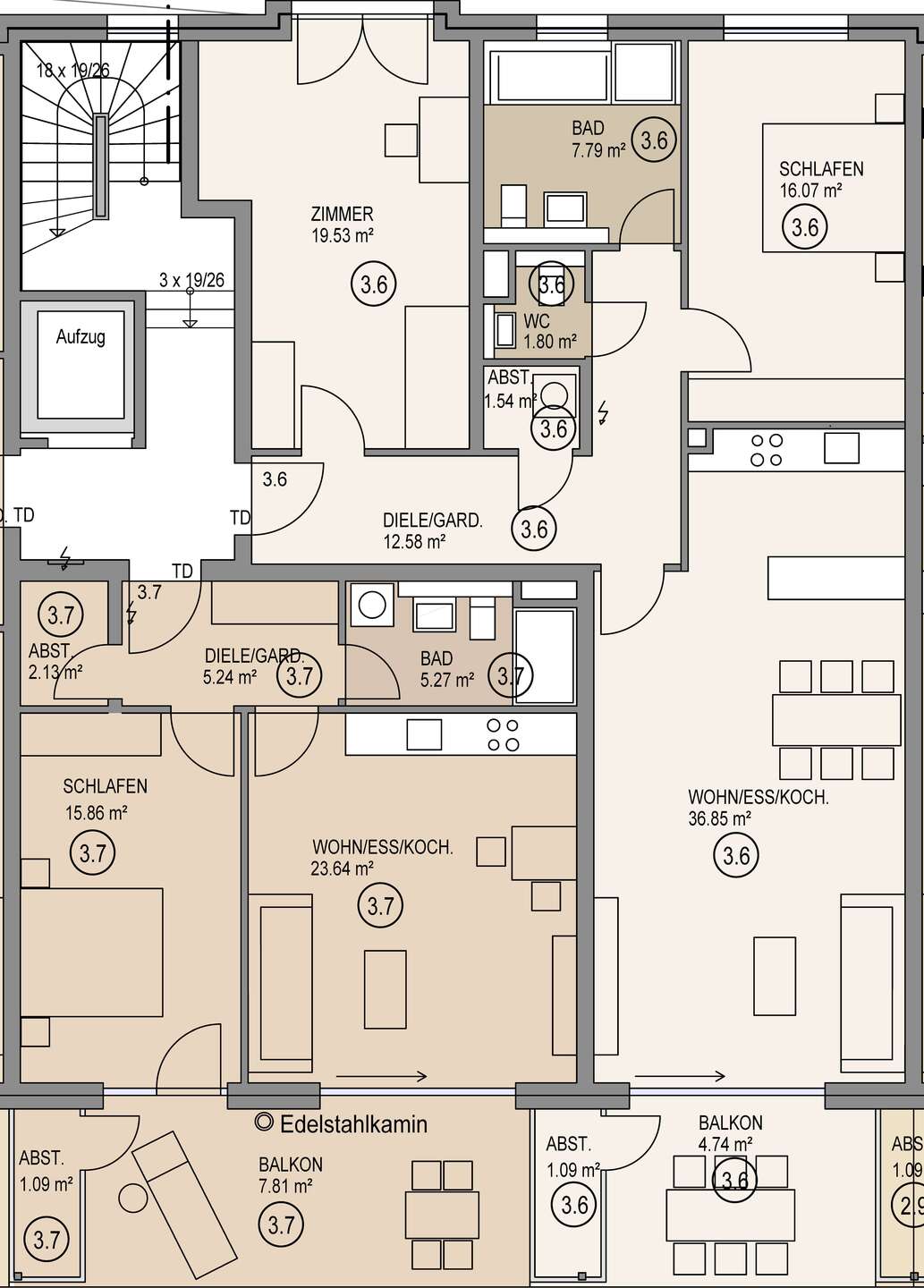 Grundriss Wohnung 3.6