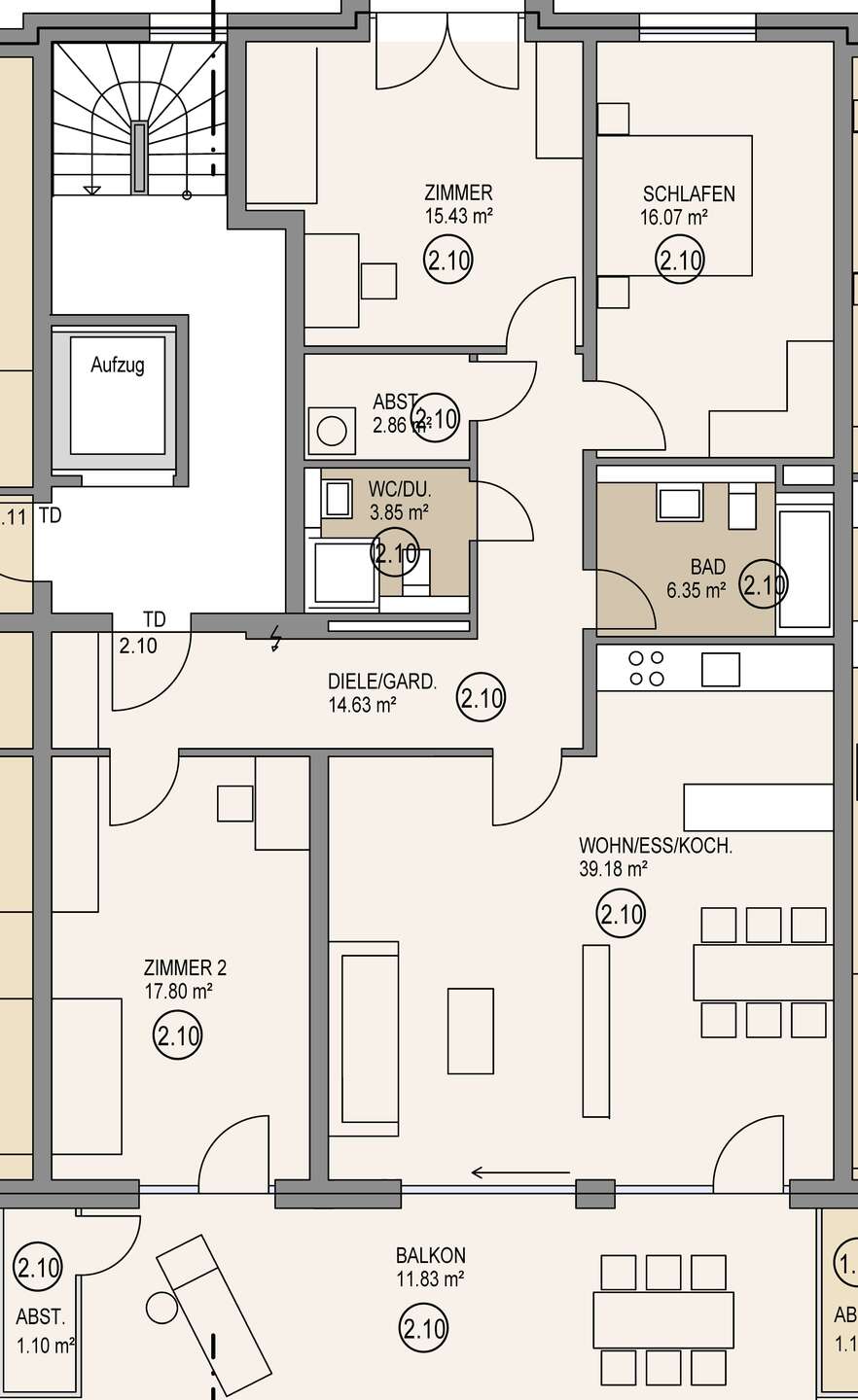 Grundriss Wohnung 2.10